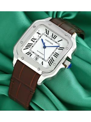 Cartier Santos Brown Leather Straps Watch