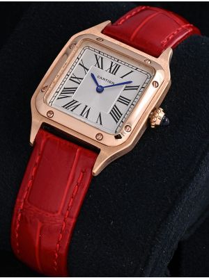 Cartier Santos Dumont Red Straps Ladies Watch