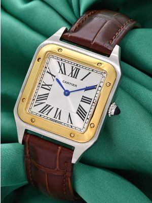 Cartier Santos Dumont Two Tone Brown Straps Watch