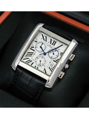 Cartier Tank Chronograph Black Leather Strap  Watches in Pakistan