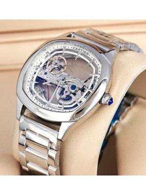 Cartier Transparent Dial Wrist  Chain stainless steel watches,
