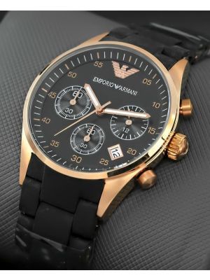 Emporio Armani AR5906 Sportivo Rosetone Chronograph Black Silicone Womens  Watches in Pakistan