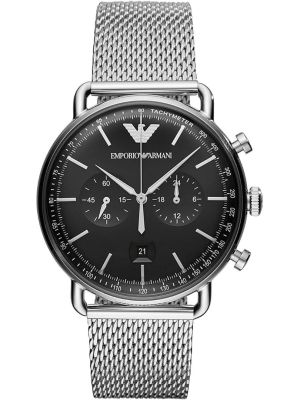 Emporio Armani Men's AR11104 Aviator Black Dial Watch