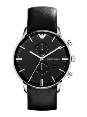 Emporio Armani Men's  Black Leather Watch AR0397