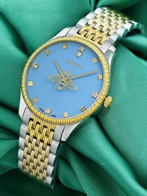 Gucci G Timeless Quartz Blue Dial Two Tone Watch