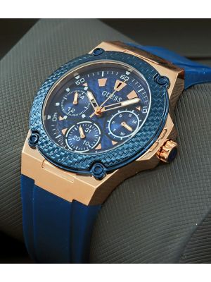 Guess Legacy Blue Dial Blue Silicone Ladies Watch 