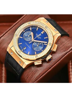 Hublot Classic Fusion Blue Dial Diamond Watch