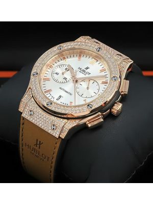 Hublot Classic Fusion Silver Dial  Diamond Watch