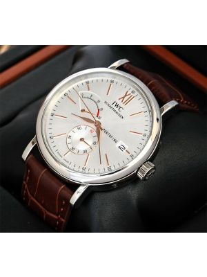 IWC Schaffhausen White Dial Brown Leather Strap  Watches 