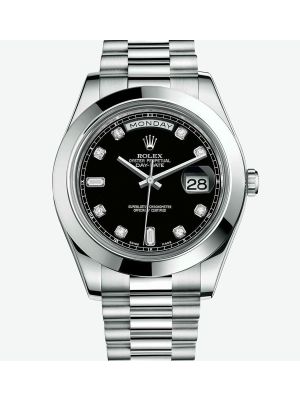 Rolex Day-Date II black Diamond Dial Watch