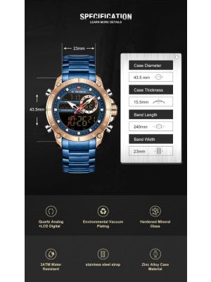 NAVIFORCE NF9163 Stainless Steel Dual Time Wrist Watch