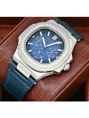 Patek Philippe Nautilus Perpetual Calendar Blue Leather Straps Watch