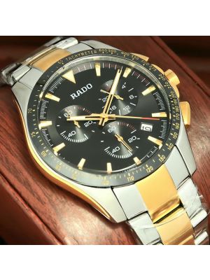 Rado HyperChrome Chronograph Two Tone Black Dial Watch