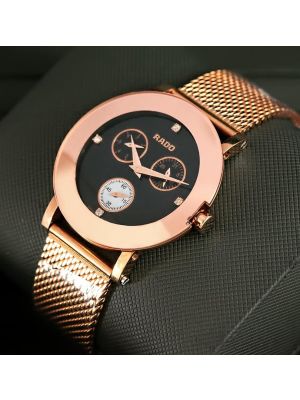 Rado Jubile Black Dial Rose Gold Replica Watches in Lahore