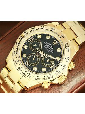 Rolex Cosmograph Daytona Yellow Gold Black Diamond Dial Watch