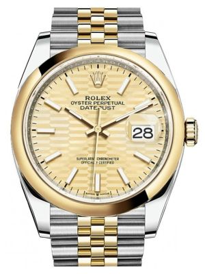 Rolex Datejust 36  Fluted Motif Gold Dial 2021 Watch