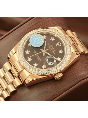 Rolex Datejust Chocolate 9 diamonds set in star Dial Watch