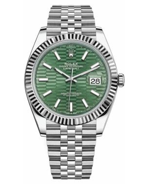 Rolex Datejust Fluted Bezel Green Motif Dial Jubilee Watch