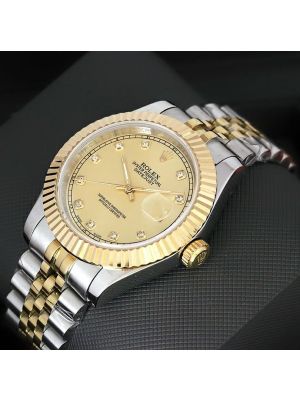 Rolex Datejust Gold Diamond Dial Two Tone Men Watch