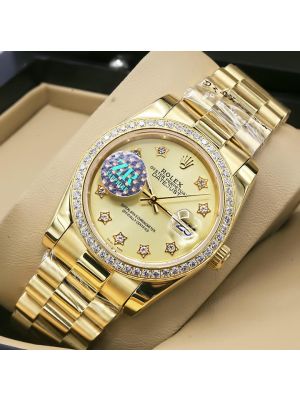 Rolex Datejust Gold Star Dial Swiss Watch