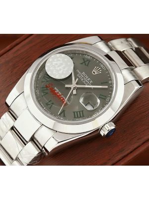 Rolex Datejust Grey Dial with Green Roman Numeral Markers Men's Watch