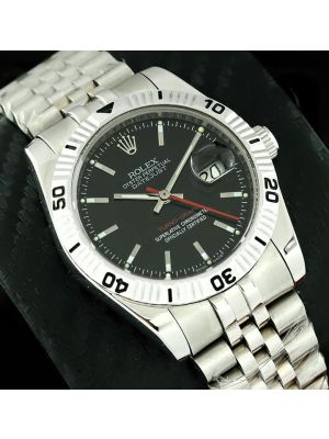 Rolex Datejust Thunderbird Turnograph Black Dial Mens Watch 