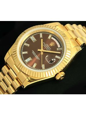 Rolex Day-Date II President Diamond Brown Dial Watch
