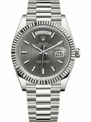 Rolex Day-Date Stripe Dark Rhodium Dial Watch
