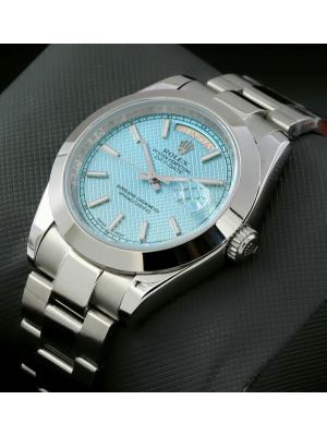 Rolex Day Date Ice Blue Diagonal Motif Dial Watch