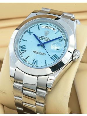 Rolex Day Date Ice Blue Quadrant Motif Dial Watch