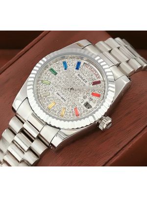 Rolex Day Date Pave Rainbow Dial Watch,
