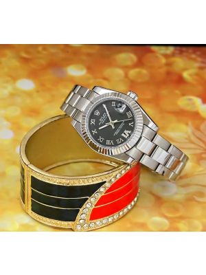 Rolex Lady-Datejust Black Roman Dial watches,