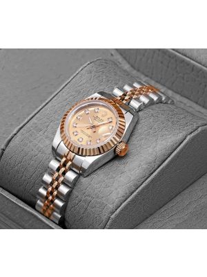 Rolex Lady-Datejust Rose Gold Dial Two Tone Watches
