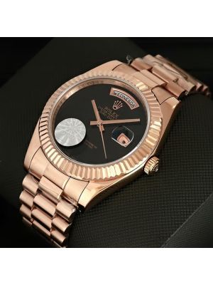 Rolex Oyster Perpetual Day-Date Black Dial Rose Gold Buy Online Watches