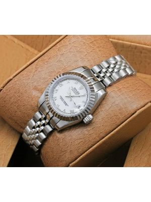 Rolex Oyster Perpetual Lady-Datejust White Dial Silver replica watches in karachi, 