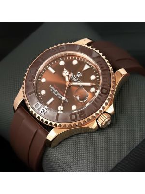  Rolex Yachtmaster 40 Brown Dial Rose Gold Case Rubber Strap Watches Online in Store in Pakistan‎,