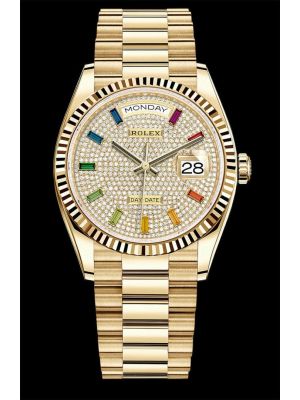 Rolex Day Date Pave Rainbow Dial 128238 Watch
