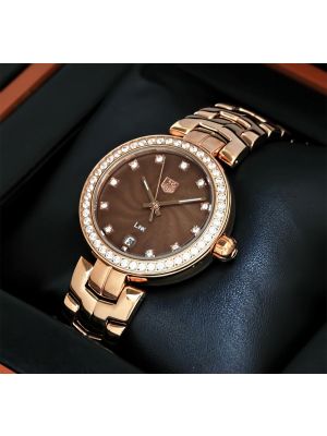 Tag Heuer Lady Link Brown Dial Diamond Rose Gold  Replica Watches in Lahore