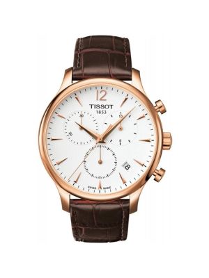 Tissot Tradition Classic Rose Gold Swiss White Dial Leather Strap replica watches in karachi