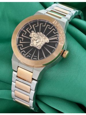 Versace Medusa Infinite Two-tone Black Dial Unisex Watch